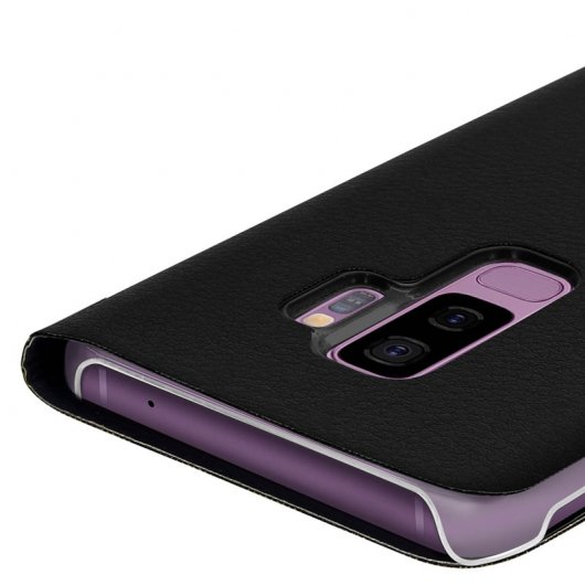 Avizar Flip Book Cover Capa Preta para Samsung Galaxy S9 Plus