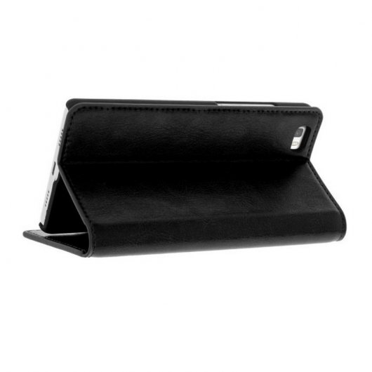 Avizar Funda de Cuero Negra para Huawei P8 Lite
