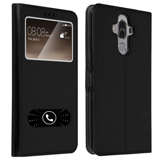 Avizar Funda Doble Ventana Negra para Huawei Mate 9
