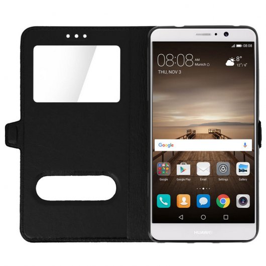 Avizar Funda Doble Ventana Negra para Huawei Mate 9