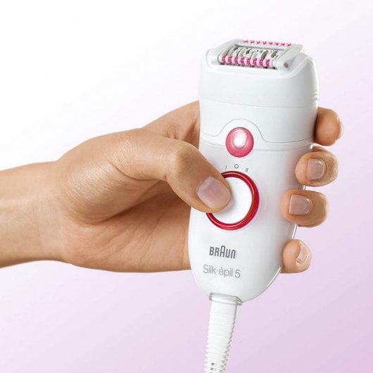 Braun Silk-épil 5 5380 Depiladora con 4 Accesorios Blanca/Rosa