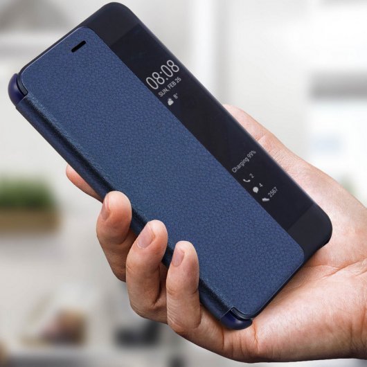 Avizar Funda Smart View con Ventana Inteligente Táctil Azul Oscuro para Huawei P10