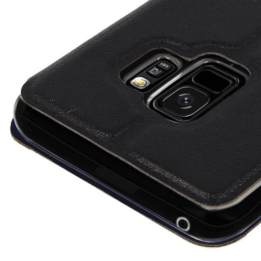 Avizar Capa Livro Carteira com Janela Preta para Samsung Galaxy S9