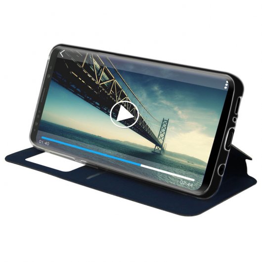 Avizar Capa Livro Carteira com Janela Preta para Samsung Galaxy S9