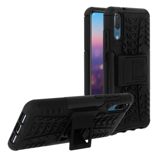 Avizar Funda Antigolpes con Soporte Negra para Huawei P20
