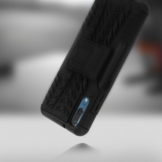 Avizar Funda Antigolpes con Soporte Negra para Huawei P20