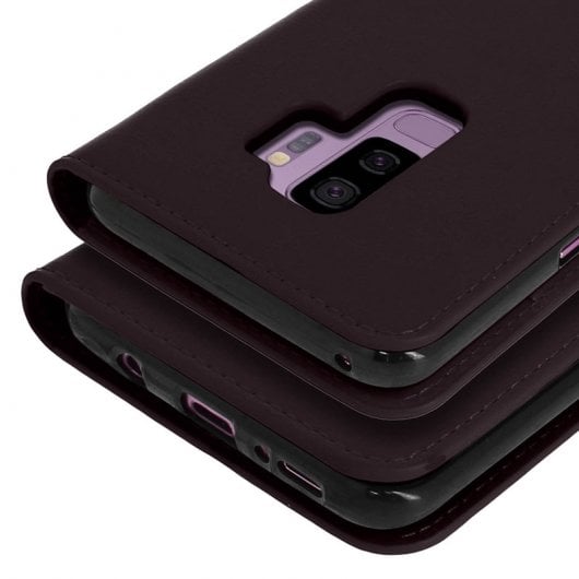 Avizar Capa Livro Carteira de Couro Castanha para Samsung Galaxy S9 Plus
