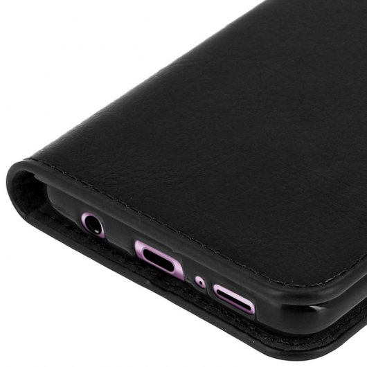 Avizar Funda Libro Cartera de Cuero Negra para Samsung Galaxy S9