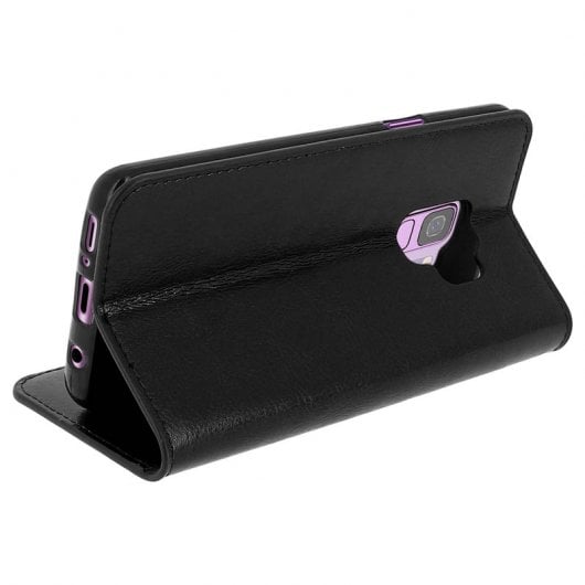 Avizar Funda Libro Cartera de Cuero Negra para Samsung Galaxy S9