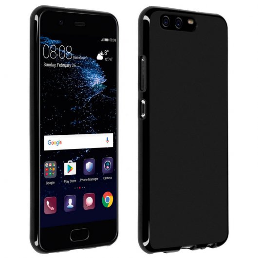 Avizar Funda de Silicona Negra Mate para Huawei P10