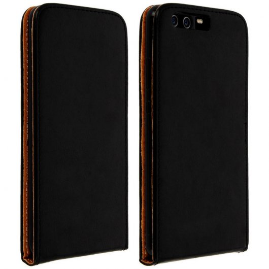 Avizar Funda Vertical Cuero Negro para Huawei P10 Plus