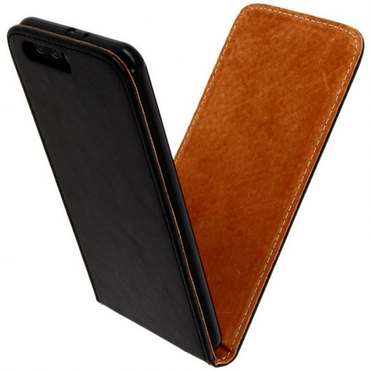 Avizar Funda Vertical Cuero Negro para Huawei P10 Plus