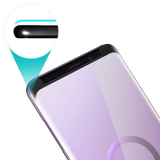 Muvit Protector Cristal Templado con Bordes Curvos Negros para Samsung Galaxy S9 Plus