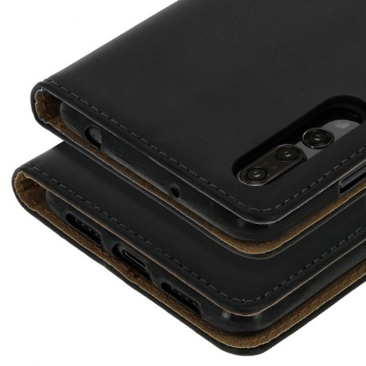 Étui en cuir noir Avizar avec fonction support pour Huawei P20 Pro