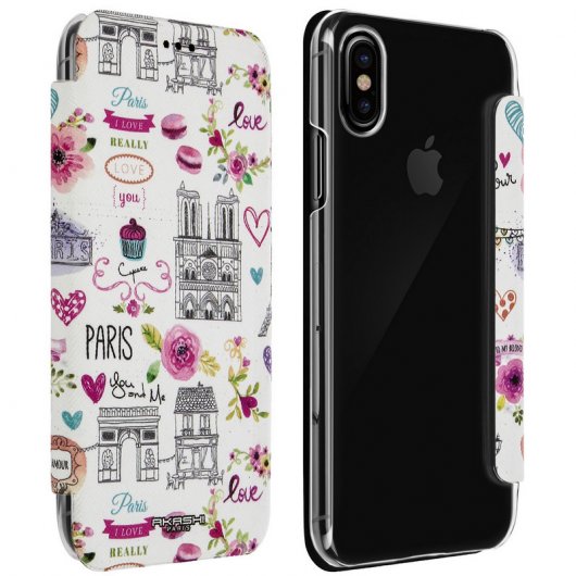 Étui portefeuille Akashi Paris pour iPhone X/XS