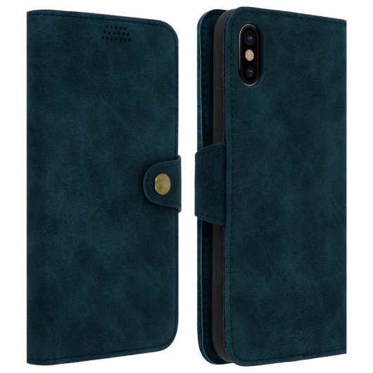 Avizar Funda Cartera Vintage Azul para iPhone X/XS