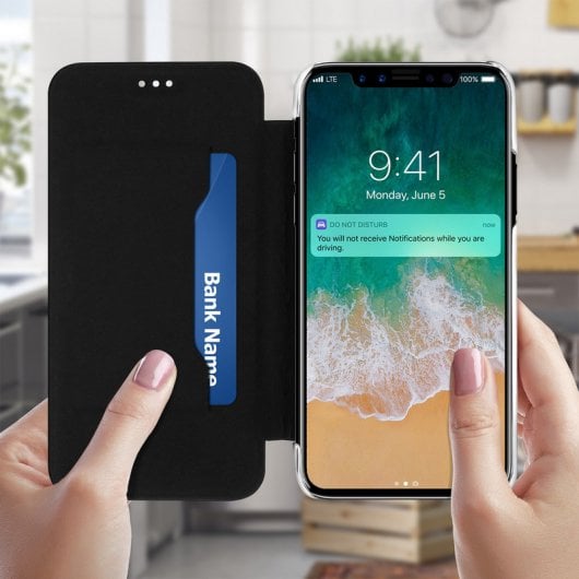 Étui portefeuille Akashi New York pour iPhone X/XS