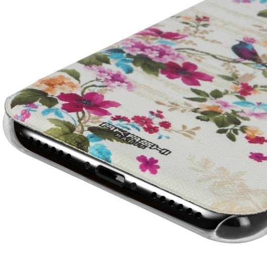 Étui portefeuille Akashi Fleurs et Oiseaux pour iPhone X/XS