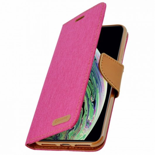 Avizar Funda Libro Textil Canvas Rosa para iPhone XS Max