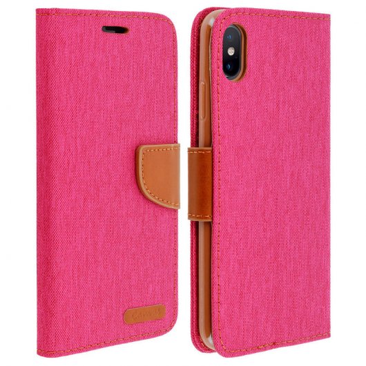 Avizar Funda Libro Textil Canvas Rosa para iPhone XS Max