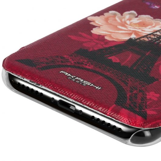 Étui portefeuille Akashi Lotus Flower Paris pour iPhone X/XS