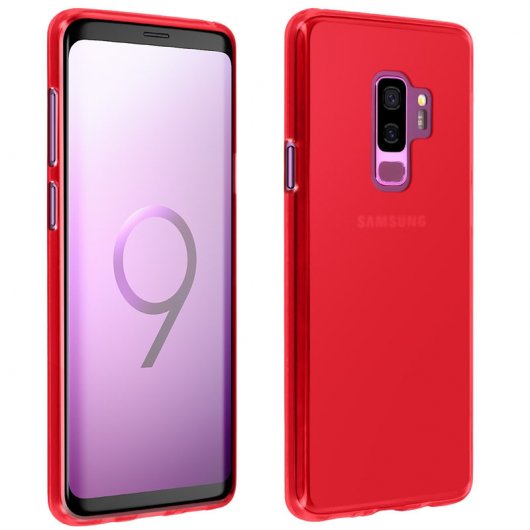 Avizar Funda de Silicona Flexible Roja para Samsung Galaxy S9 Plus