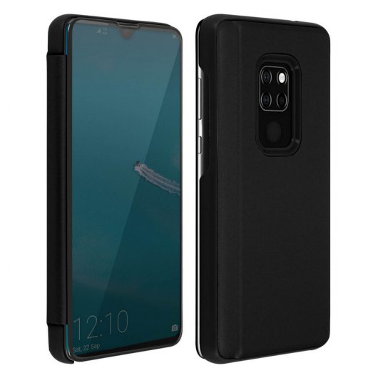 Avizar Funda Libro Translúcida Efecto Espejo Negra para Huawei Mate 20