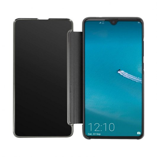Avizar Funda Libro Translúcida Efecto Espejo Negra para Huawei Mate 20