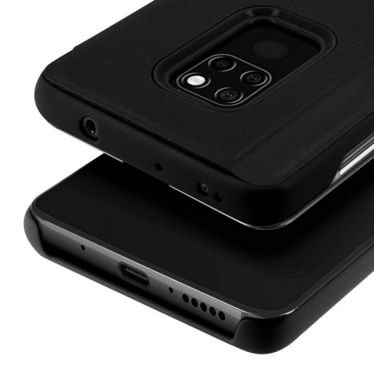 Avizar Funda Libro Translúcida Efecto Espejo Negra para Huawei Mate 20
