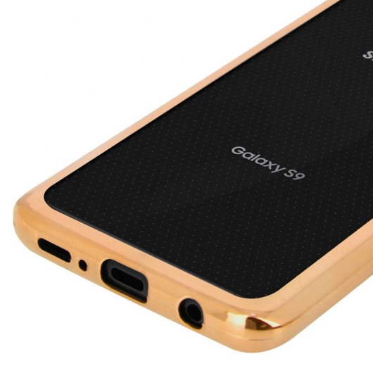 Avizar Funda de Silicona Transparente con Bordes Dorado Metalizado para Samsung Galaxy S9 Plus