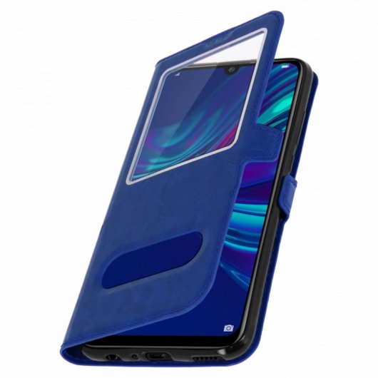 Avizar Funda Libro con Ventana Doble Azul para Huawei P Smart 2019/Honor 10 Lite