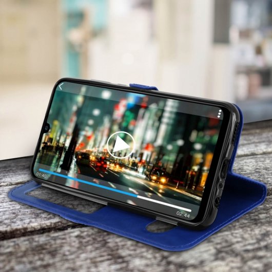 Avizar Funda Libro con Ventana Doble Azul para Huawei P Smart 2019/Honor 10 Lite