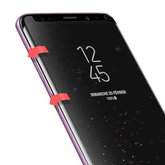 Pellicola protettiva in vetro temperato Avizar con bordi curvi neri per Samsung Galaxy S9