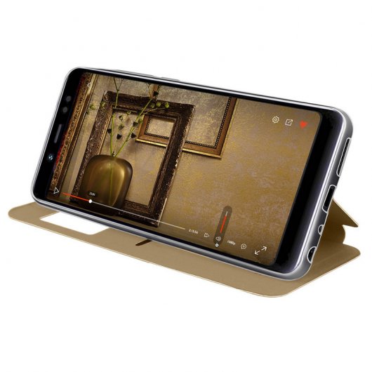 Avizar Funda Libro Cartera con Ventana Dorada para Xiaomi Redmi Note 5