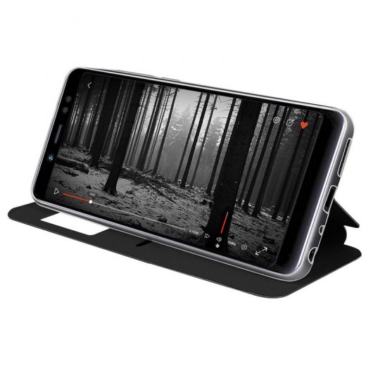 Avizar Funda Libro Cartera con Ventana Negra para Xiaomi Redmi Note 5