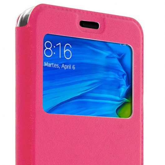 Avizar Funda Libro Cartera con Ventana Rosa para Xiaomi Redmi 5
