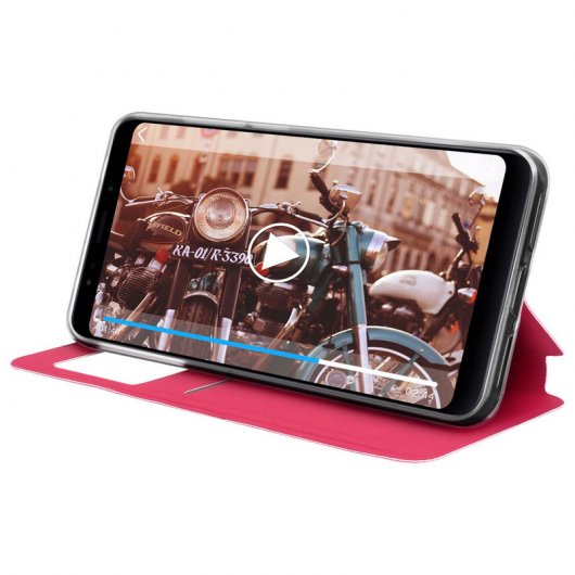 Avizar Funda Libro Cartera con Ventana Rosa para Xiaomi Redmi 5