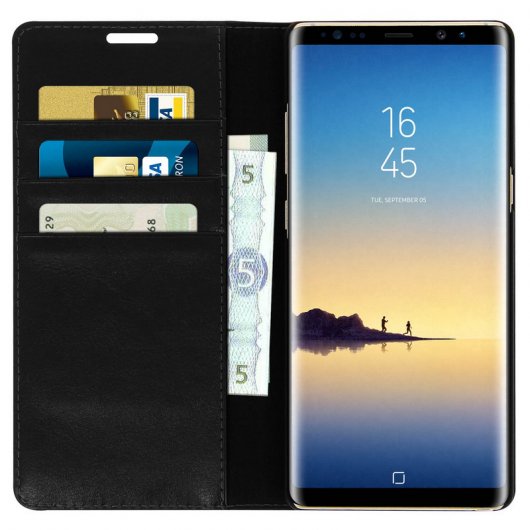 Avizar Funda de Cuero Negra para Samsung Galaxy Note 8