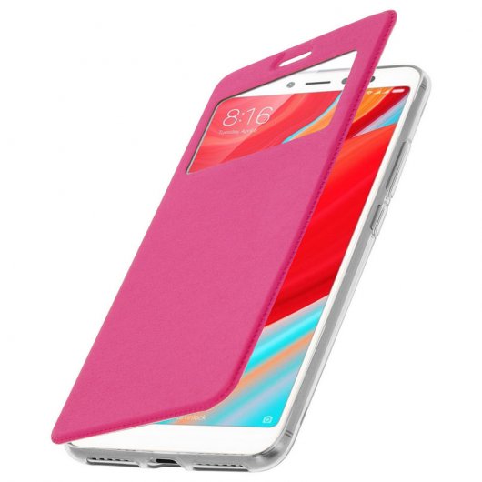Avizar Funda Libro Cartera con Ventana Rosa para Xiaomi Redmi S2