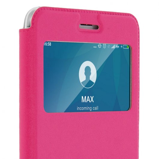 Avizar Funda Libro Cartera con Ventana Rosa para Xiaomi Redmi S2
