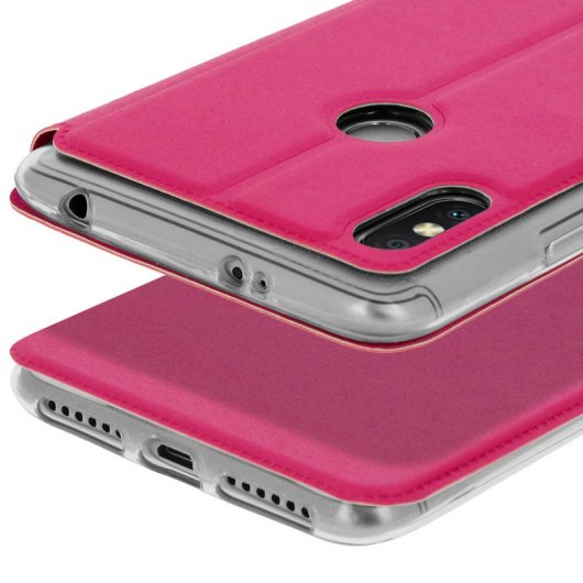 Avizar Funda Libro Cartera con Ventana Rosa para Xiaomi Redmi S2