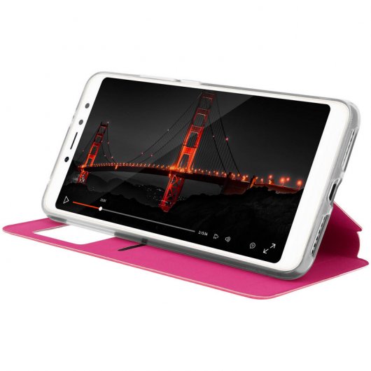 Avizar Funda Libro Cartera con Ventana Rosa para Xiaomi Redmi S2