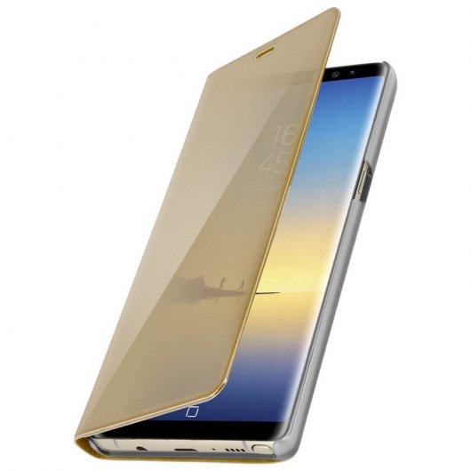 Étui livre effet miroir doré translucide Avizar pour Samsung Galaxy Note 8