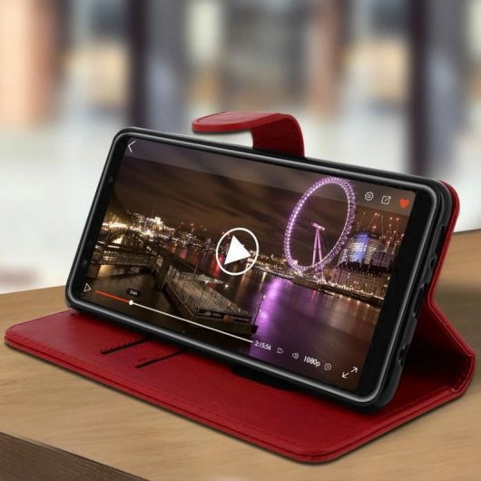 Avizar Funda Cartera Roja para Samsung Galaxy A9 2018