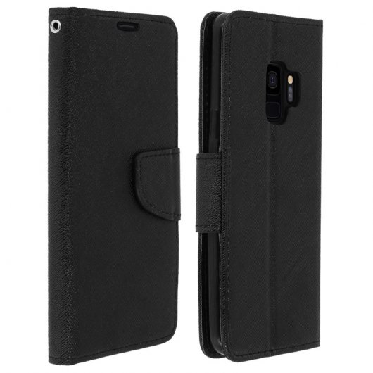 Avizar Fancy Style Funda Libro Negra para Samsung Galaxy S9