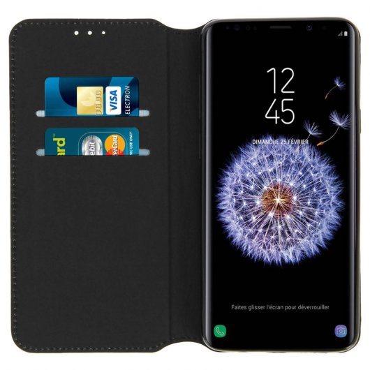 Avizar Funda Tipo Libro Cartera Negra para Samsung Galaxy S9