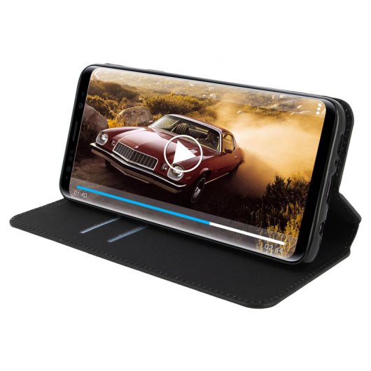 Avizar Funda Tipo Libro Cartera Negra para Samsung Galaxy S9