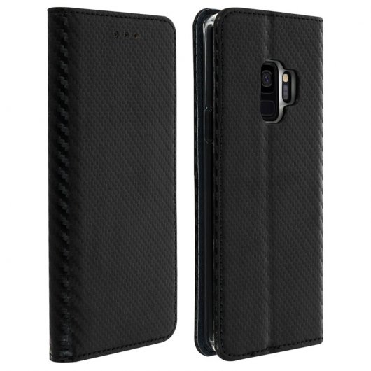 Avizar Capa Tipo Livro em Fibra de Carbono Preta para Samsung Galaxy S9