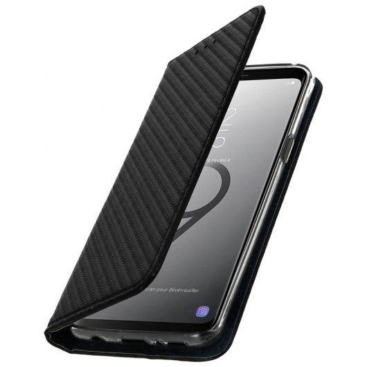Avizar Capa Tipo Livro em Fibra de Carbono Preta para Samsung Galaxy S9