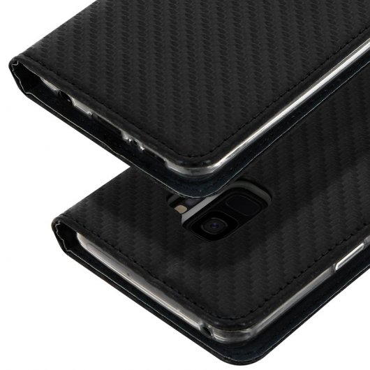 Avizar Capa Tipo Livro em Fibra de Carbono Preta para Samsung Galaxy S9